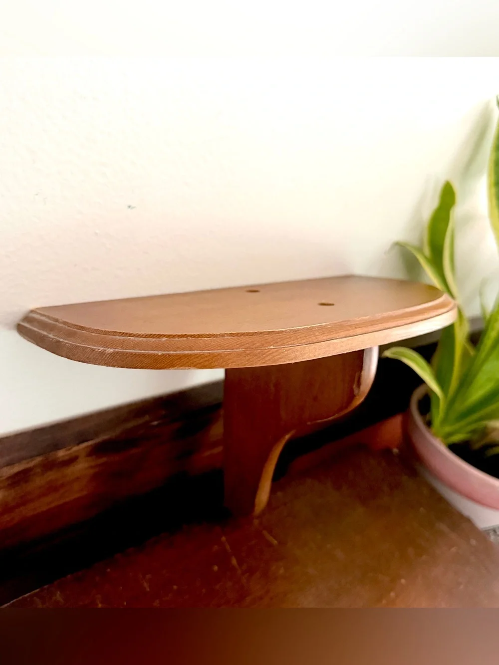 Vintage Wooden Wall Hanging Shelf 9” Floating Display Bracket Cottagecore Rustic